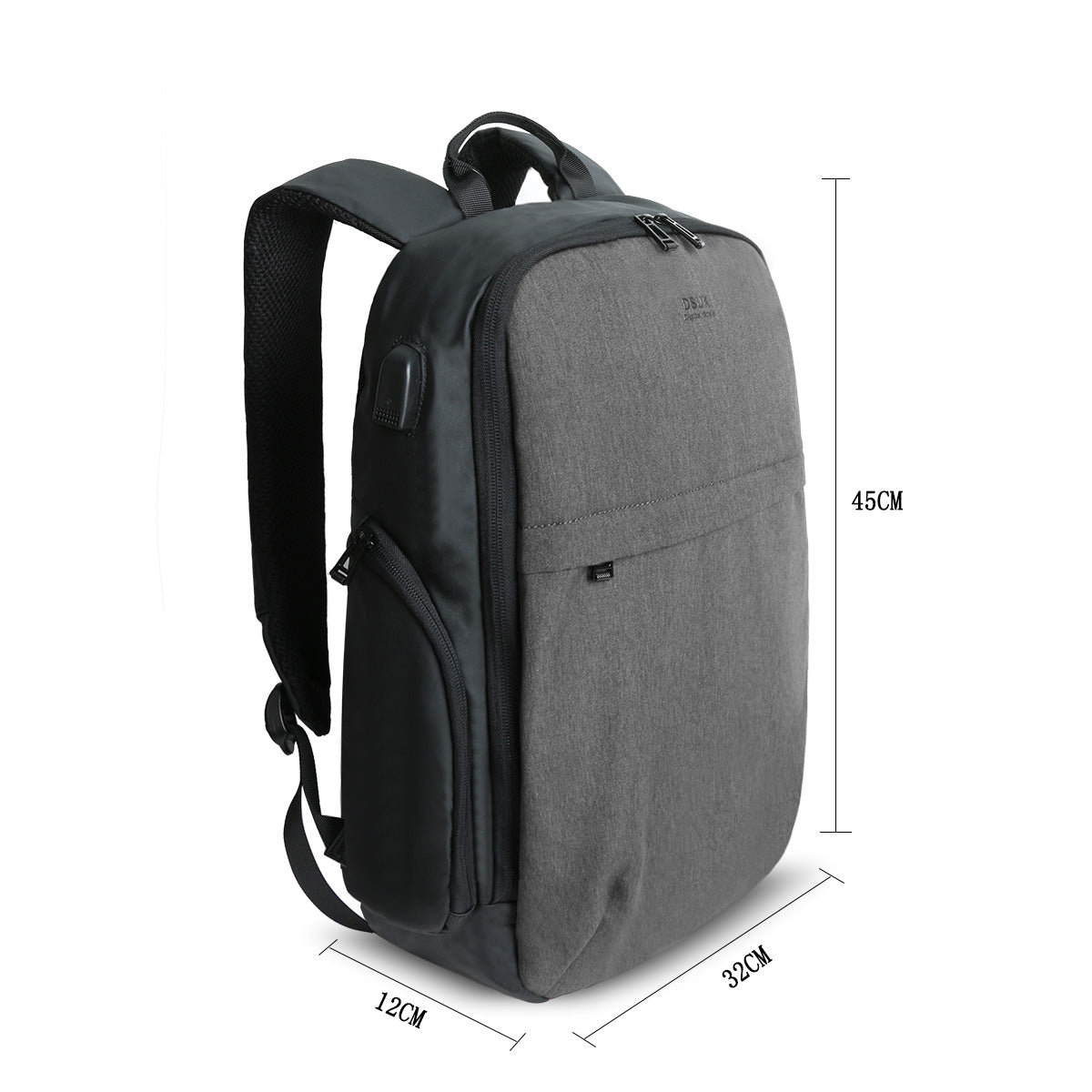 DSUK FRONT CONCEALED ZIP BACKPACK IN BLACK WITH USB CHARGING PORT