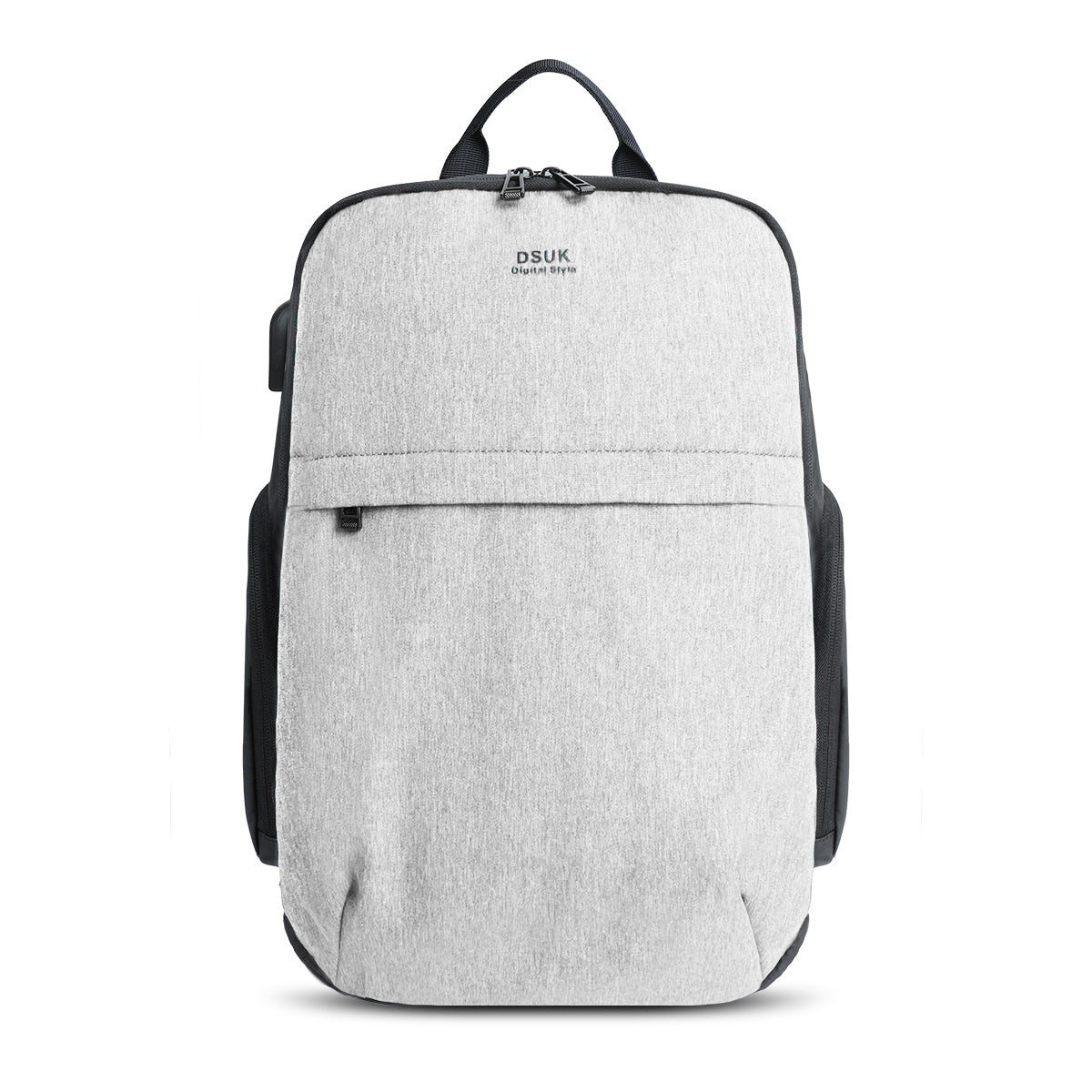 DSUK FRONT CONCEALED ZIP BACKPACK IN GREY WITH USB CHARGING PORT