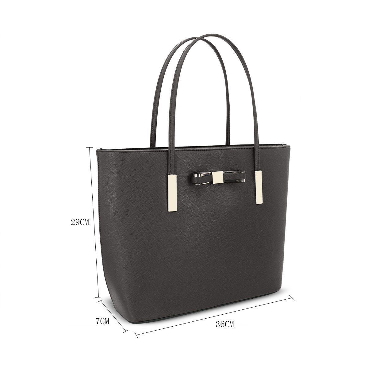GESSY BOW DETAIL HANDBAG SET IN DARK GREY