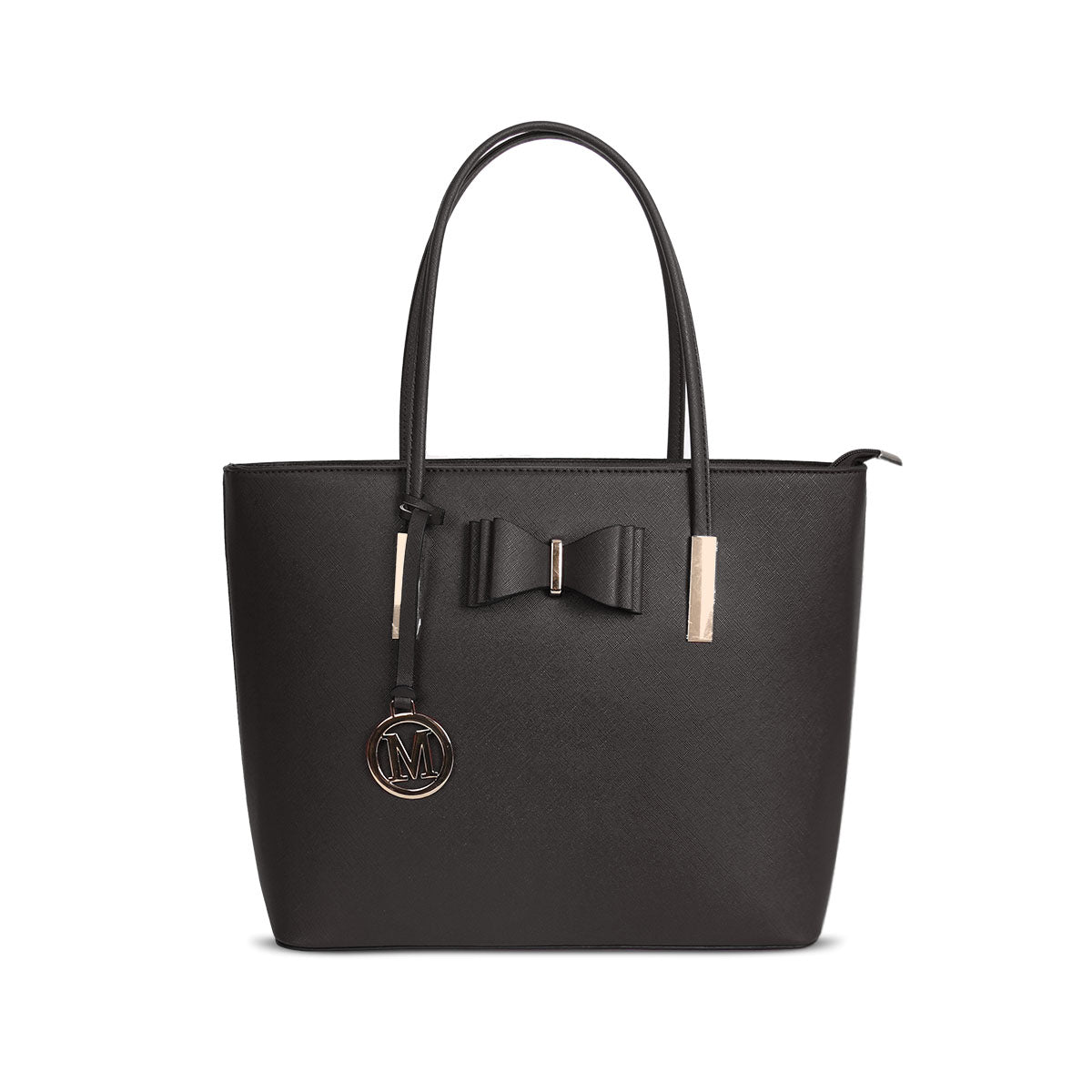 GESSY BOW DETAIL TOTE BAG IN DARK GREY