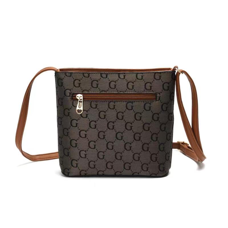 GESSY CHECKERED DOUBLE-SIDED ZIP CROSSBODY BAG IN COFFEE