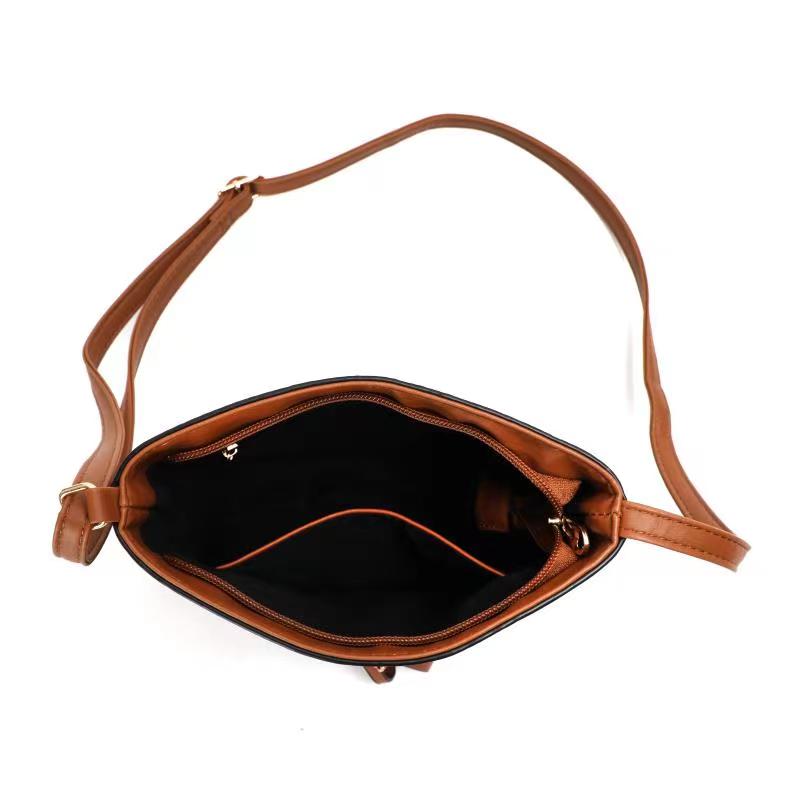 GESSY CHECKERED DOUBLE-SIDED ZIP CROSSBODY BAG IN COFFEE