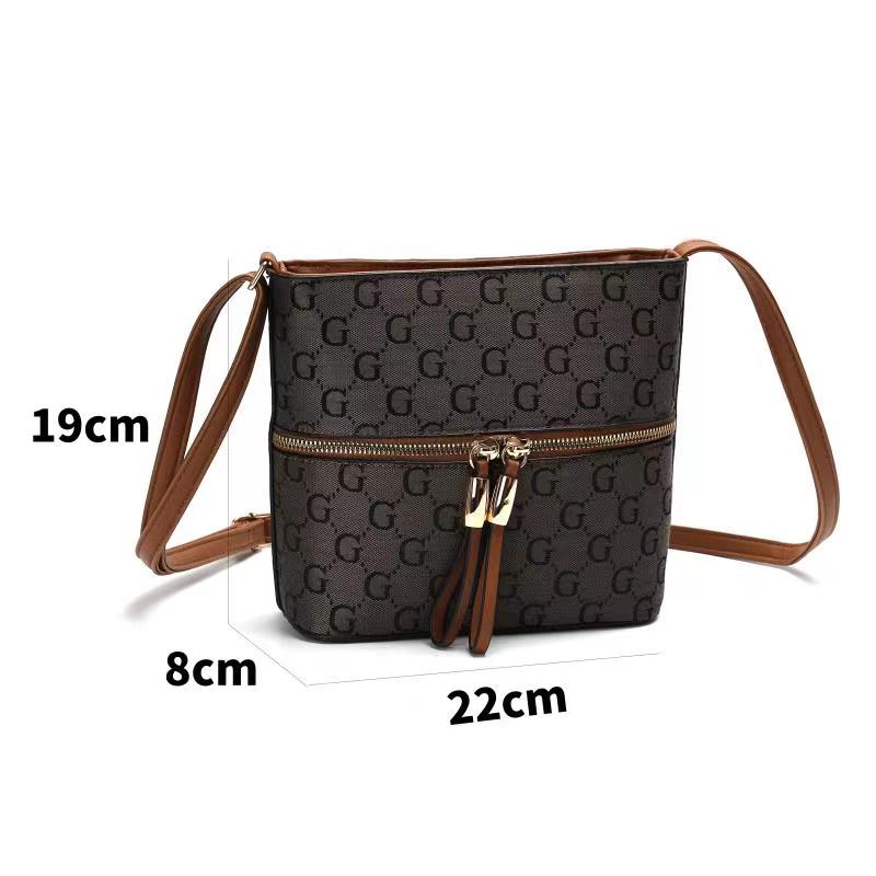 GESSY CHECKERED DOUBLE-SIDED ZIP CROSSBODY BAG IN COFFEE