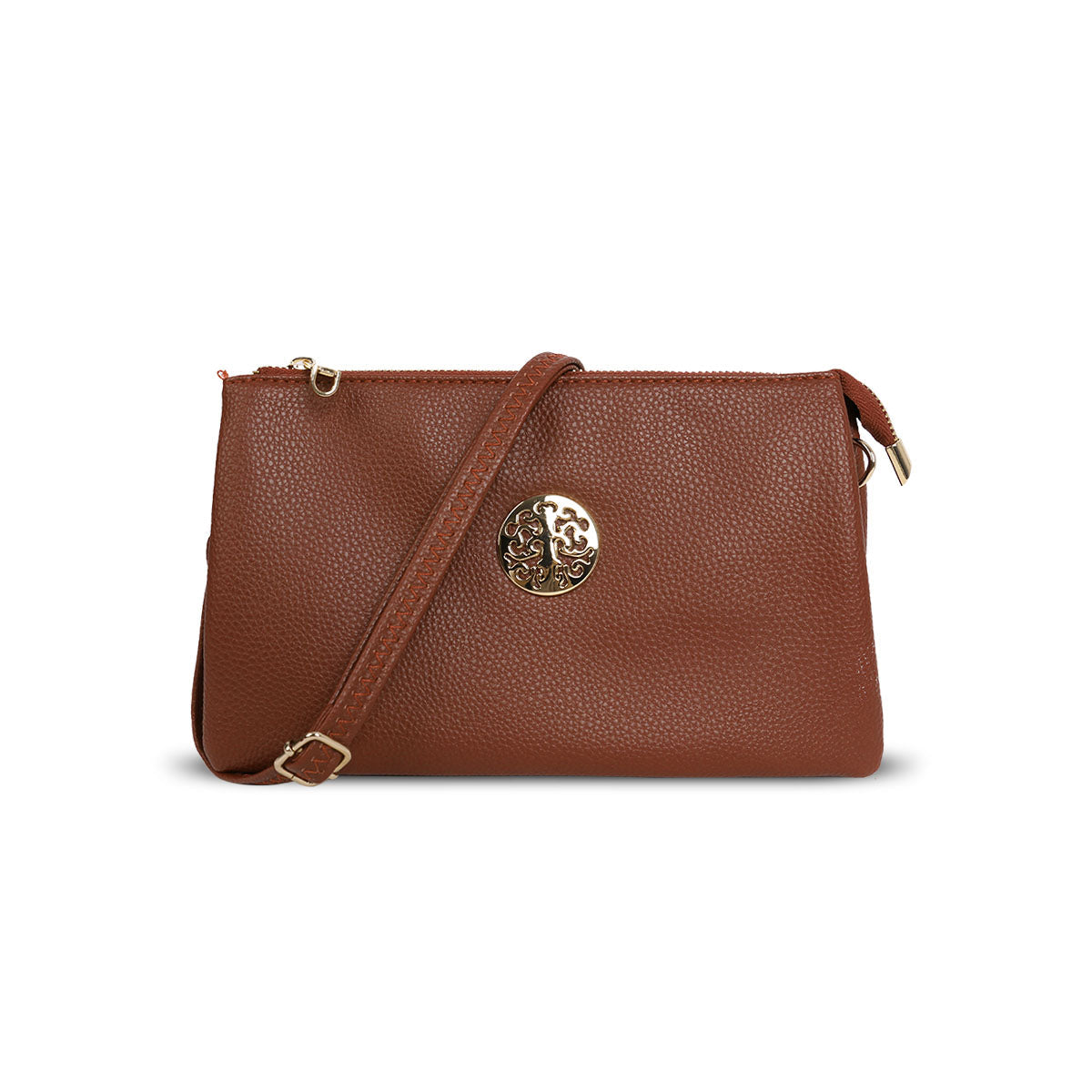 GESSY MEDIUM DOUBLE LAYERS CLUTCH BAG IN CAMEL