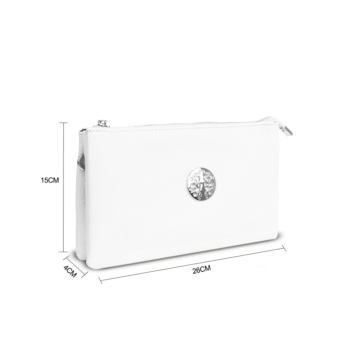 GESSY MEDIUM DOUBLE LAYERS CLUTCH BAG IN WHITE