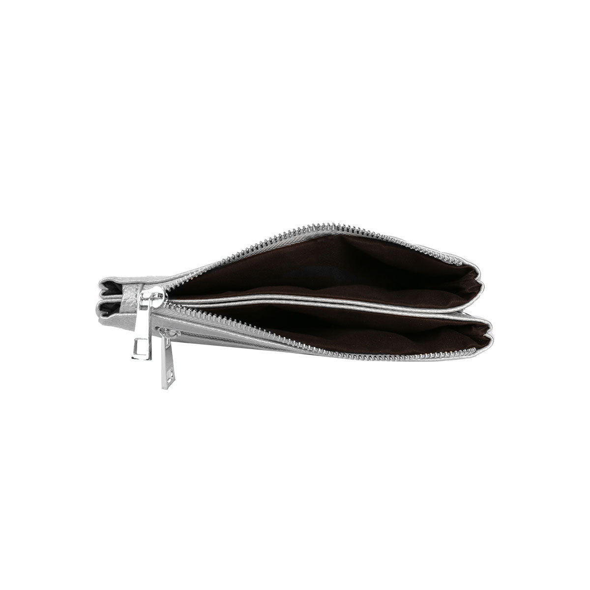 GESSY SMALL DOUBLE LAYERS CLUTCH BAG IN SILVER