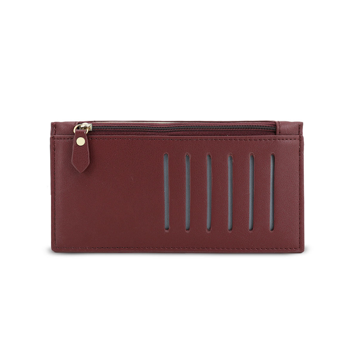 GESSY MULTI CARD SLOT LONG PURSE IN WINE RED