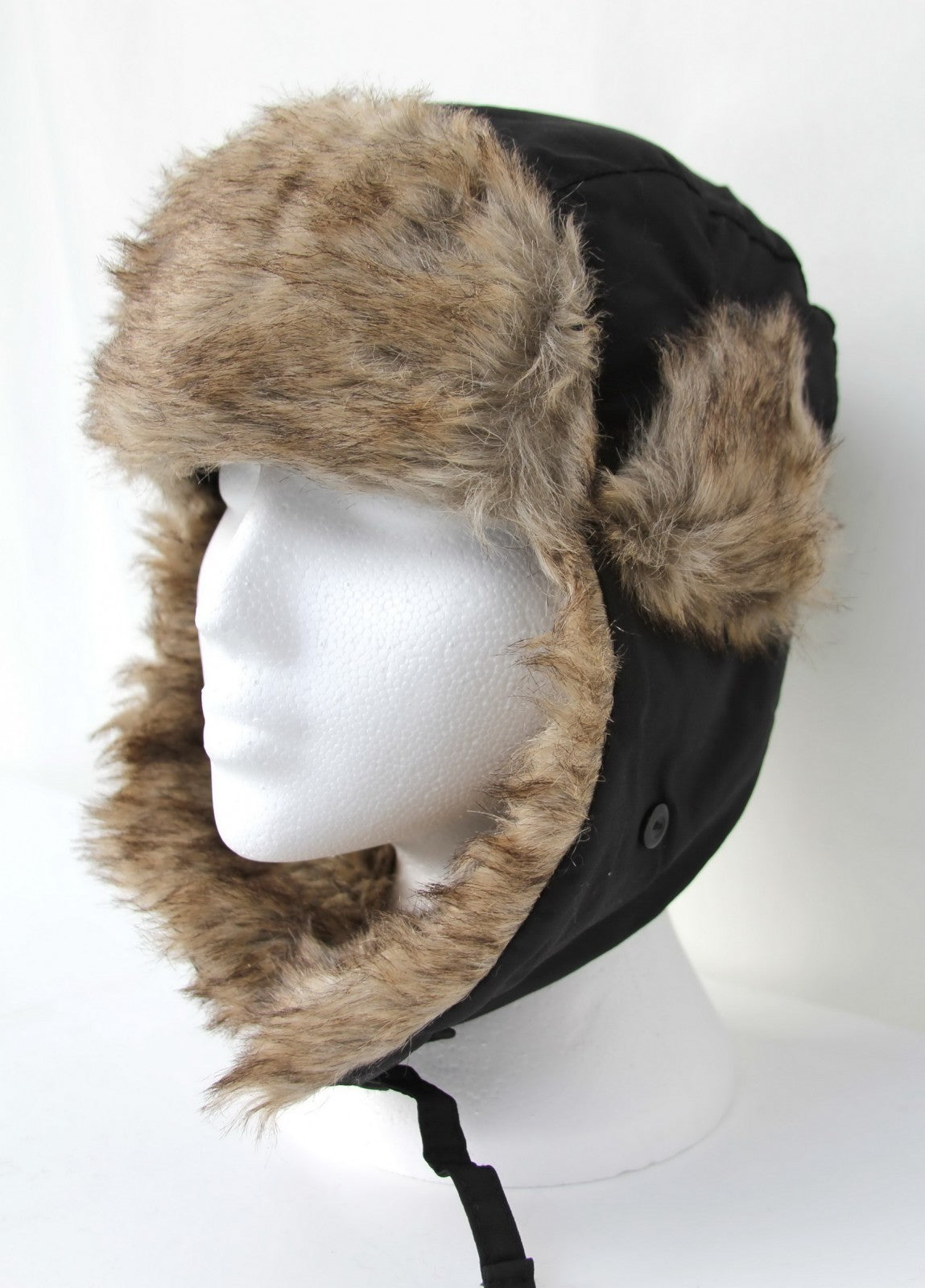GESSY FAUX FUR WARM WINTER HUNTING HAT IN BLACK