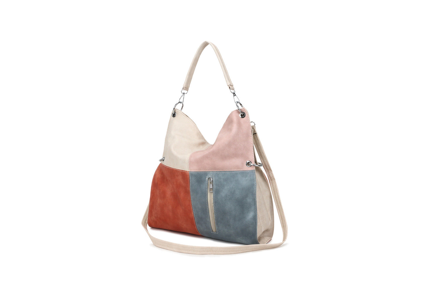GESSY COLORBLOCK SINGLE STRAP HANDBAG IN BEIGE