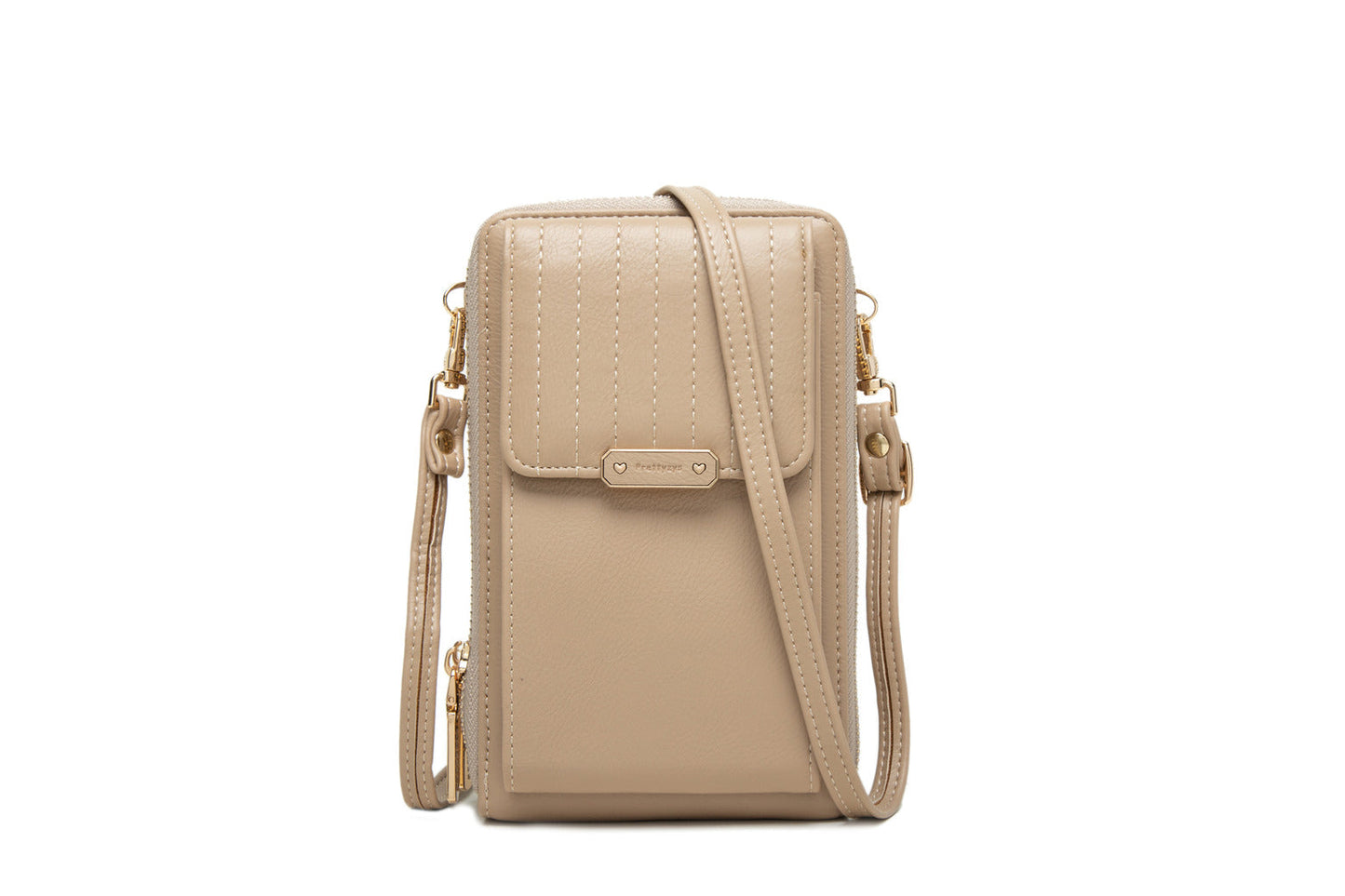 GESSY STRIP PATTERNED CROSS BODY PHONE BAG IN APRICOT