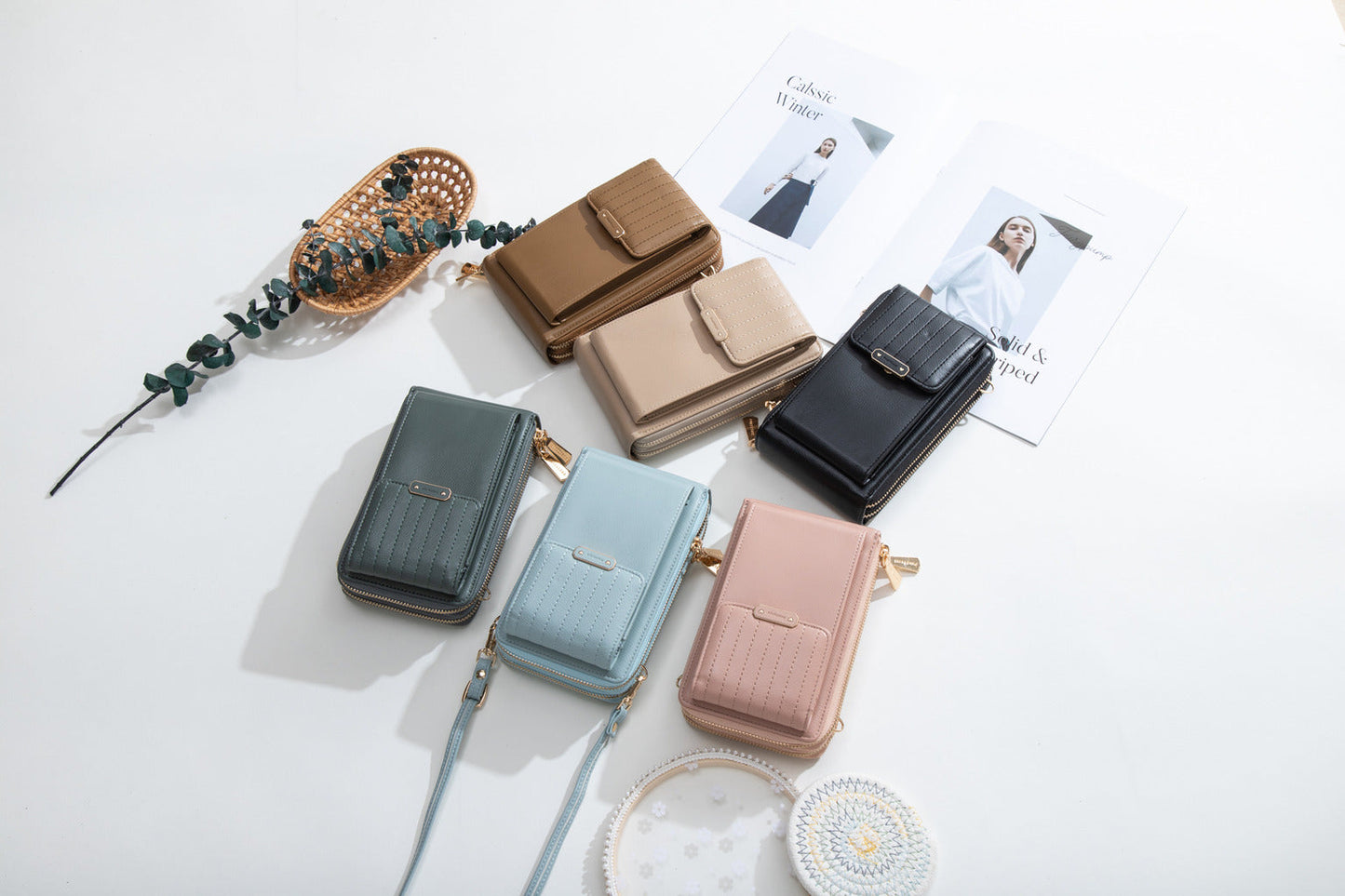 GESSY STRIP PATTERNED CROSS BODY PHONE BAG IN APRICOT