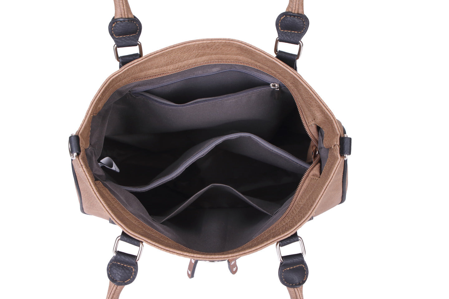 GESSY COLORBLOCK HANDBAG IN KHAKI/B