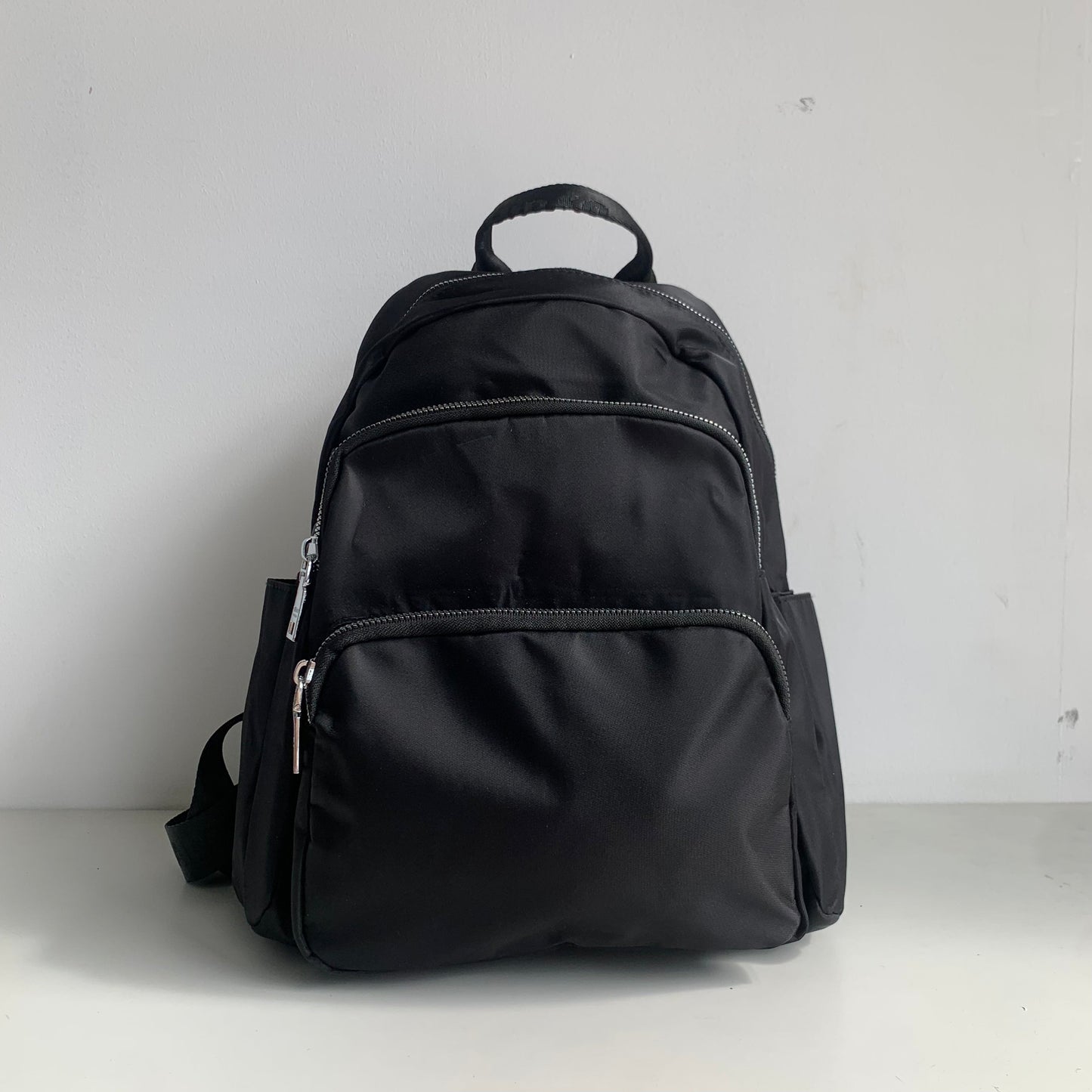 GESSY NYLON MULTI-LAYER BIG BACKPACK IN BLACK