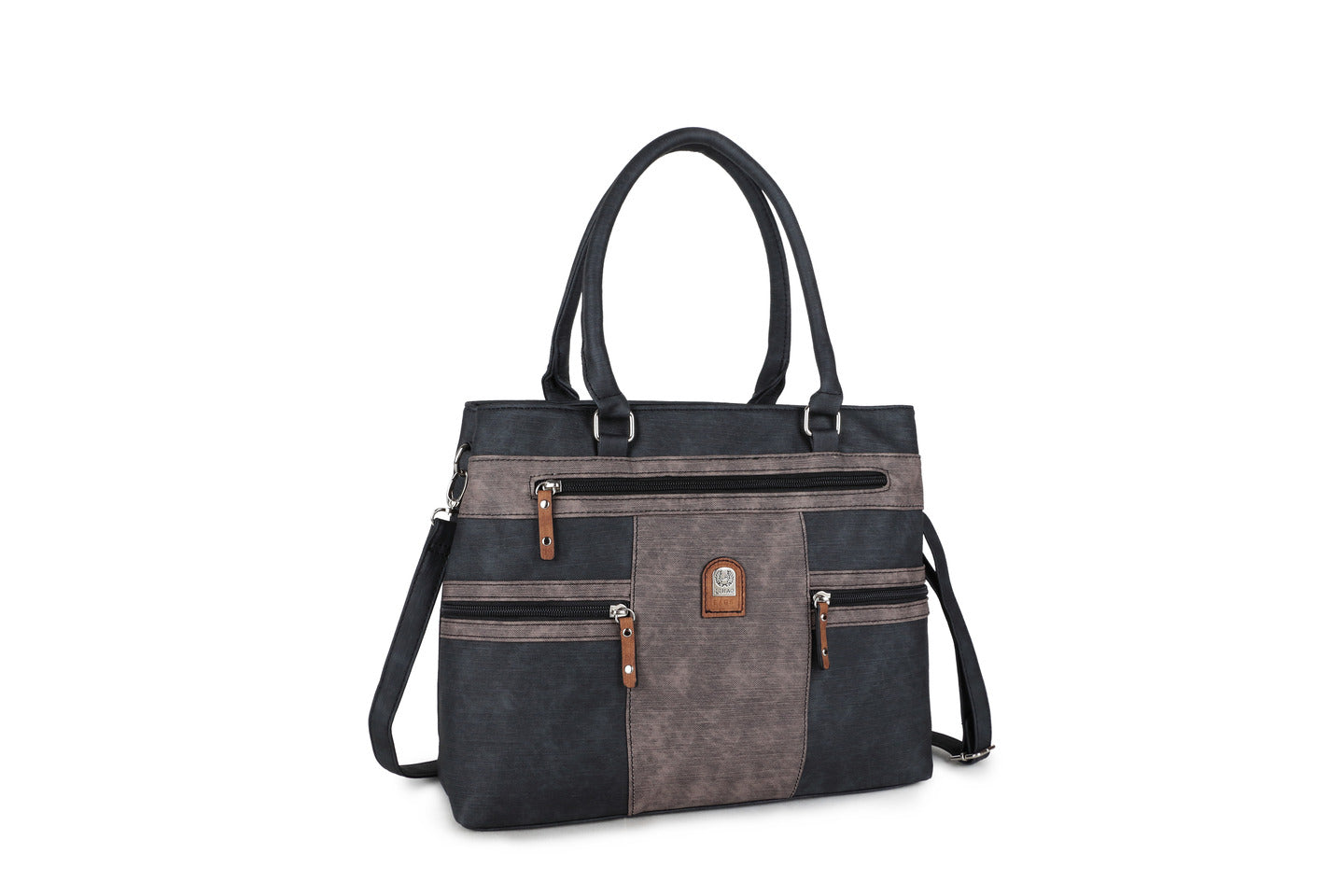 GESSY LARGE CAPACITY SQUARE HANDBAG IN BLACK/C