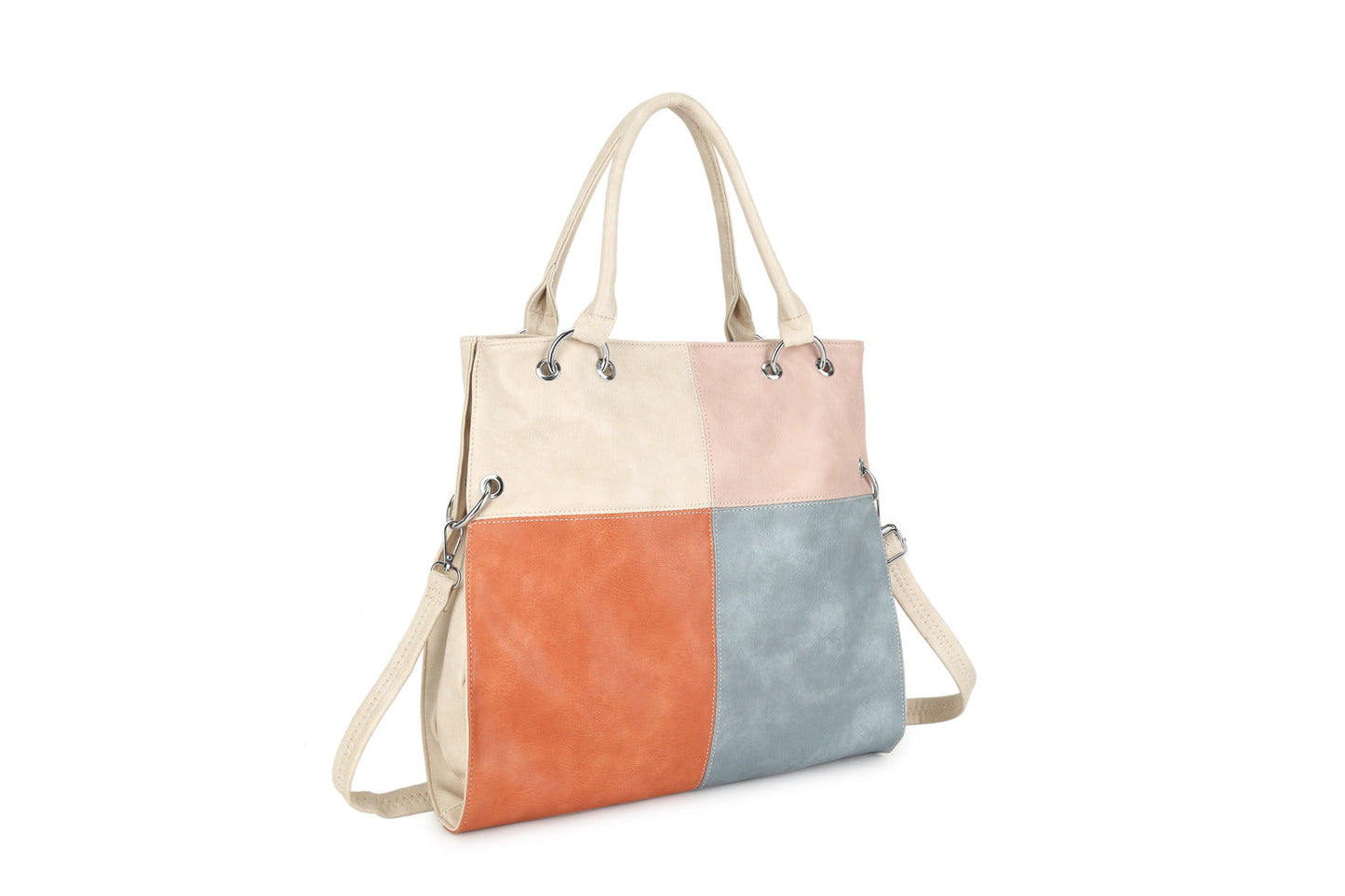 GESSY COLORBLOCK DOUBLE STRAP HANDBAG IN BRIGE