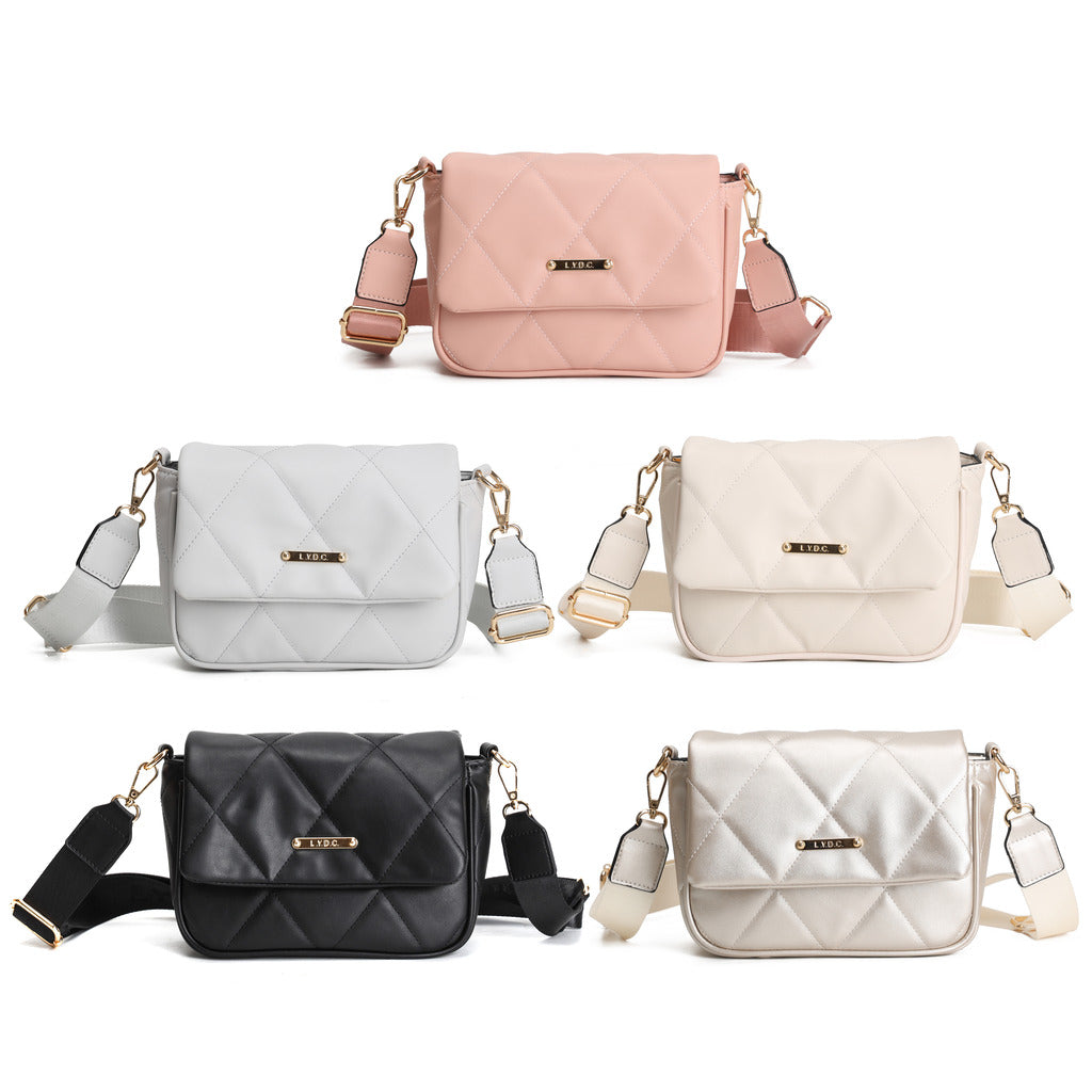 LYDC QUILTED LEATHER CHAIN FLAP SHOULDER BAG IN WHITE