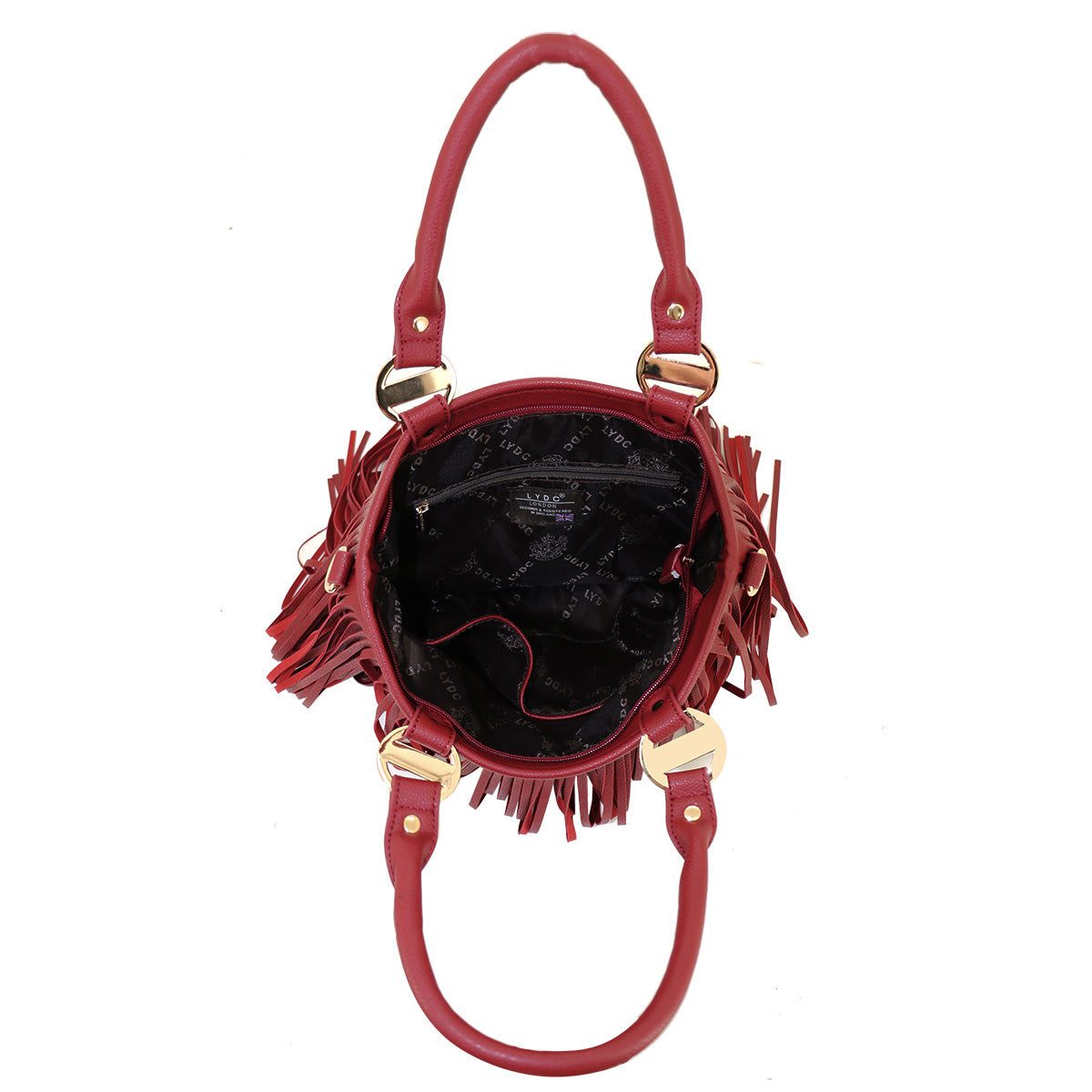 LYDC FRINGE DETAILED GRAB AND GO BAG IN WINE RED