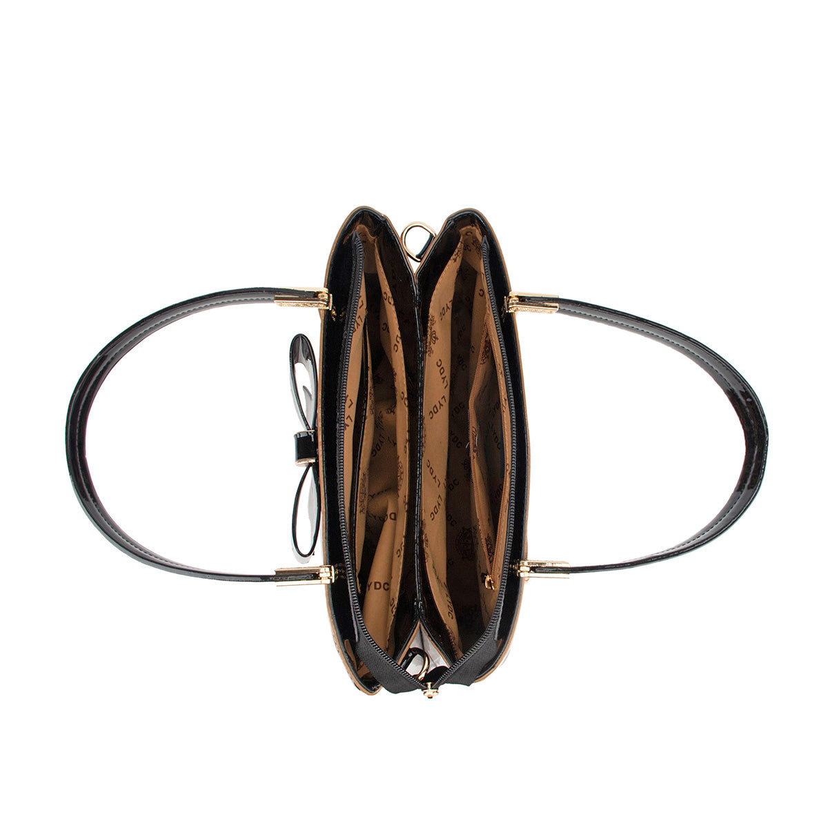 LYDC BOW DETAIL LEOPARD PATTERNED HANDBAG IN COFFEE