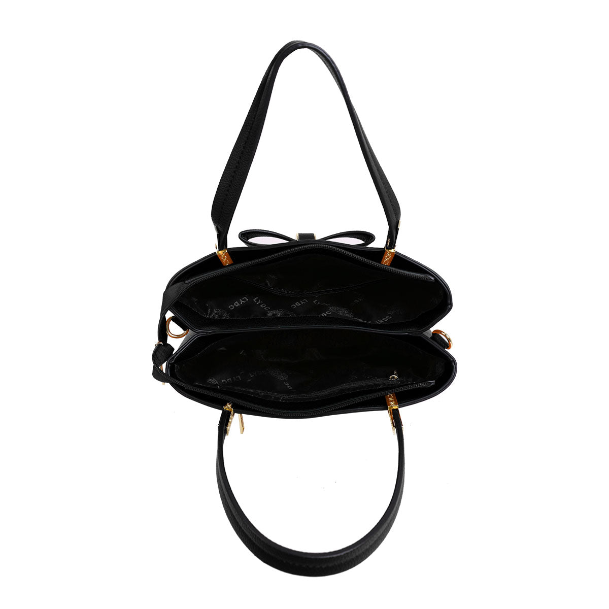 LYDC BOW DETAIL TOTE HANDBAG IN BLACK
