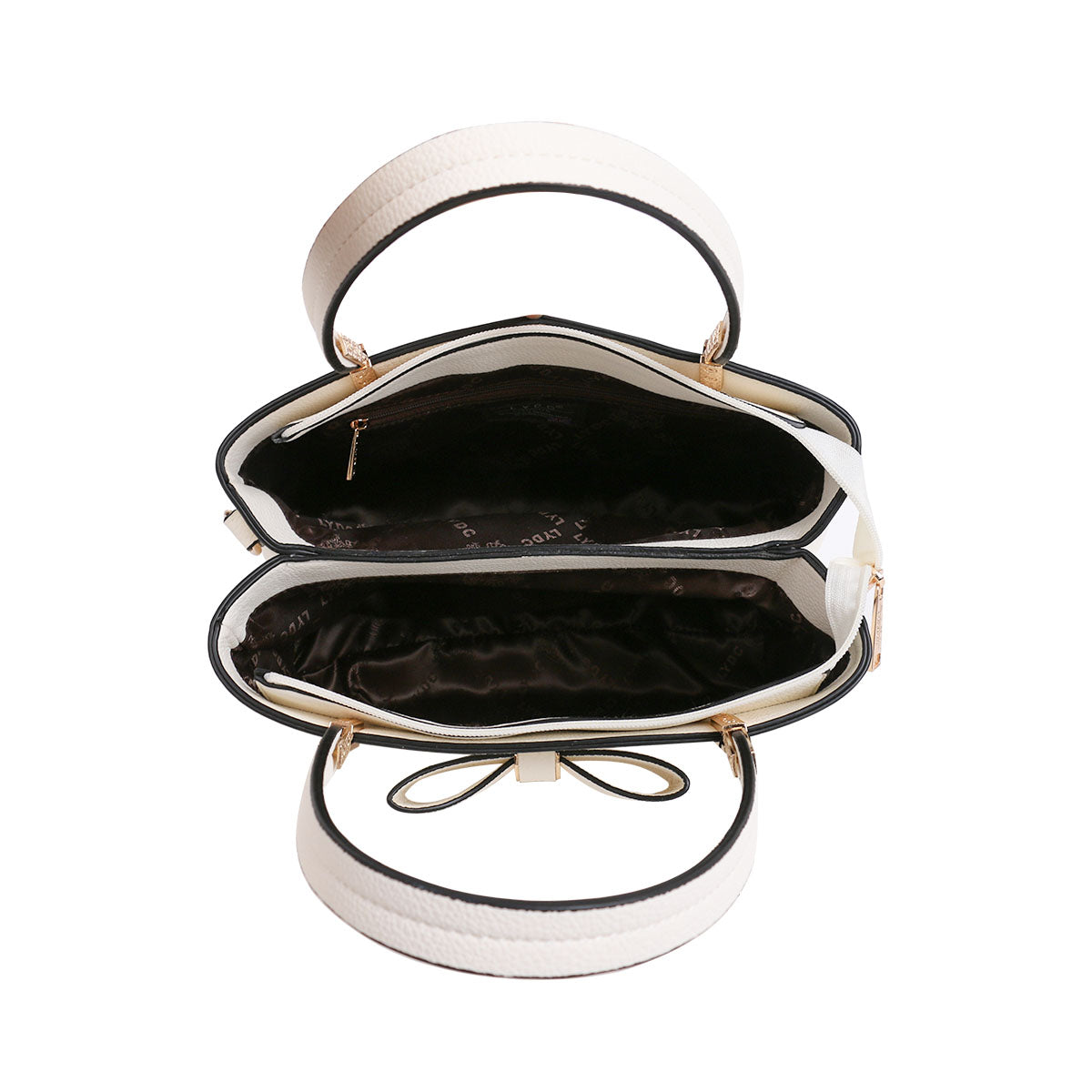 LYDC BOW DETAIL TOTE HANDBAG IN CREAM