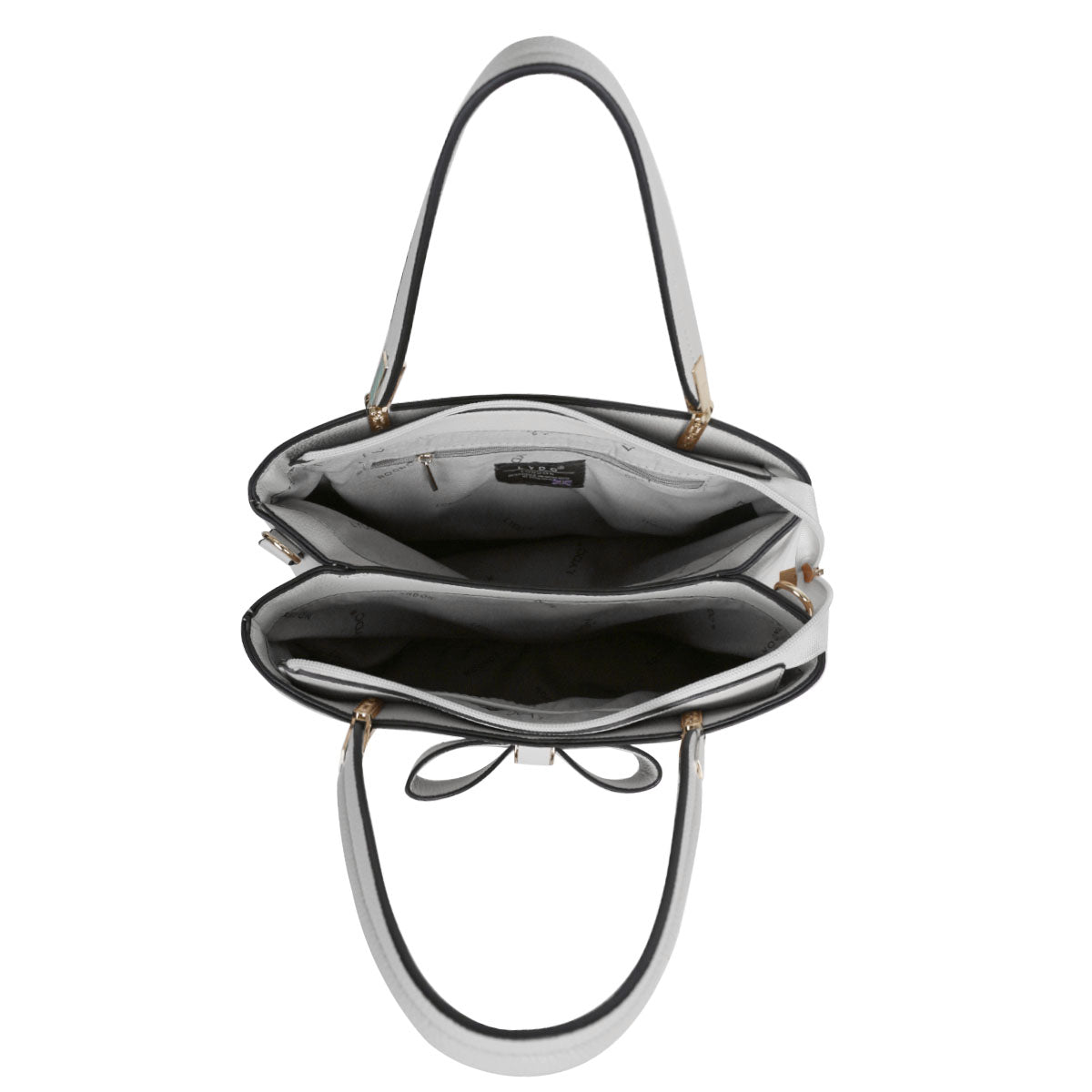 LYDC BOW DETAIL TOTE HANDBAG IN LIGHT GREY