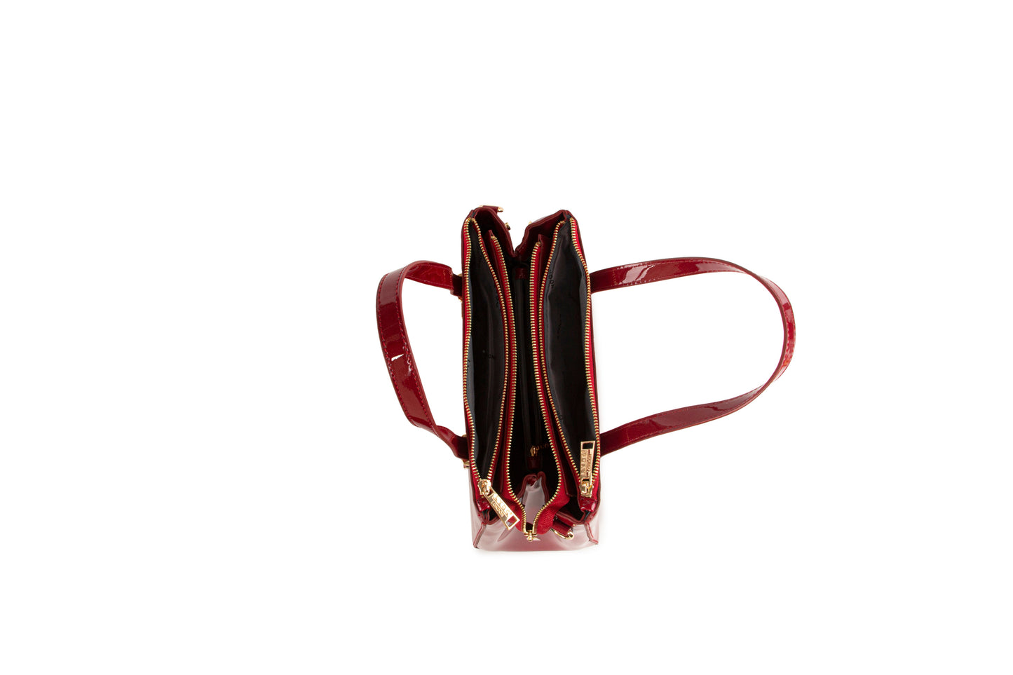 LYDC PATENT LEATHER GLOSSY HANDBAG IN WINE