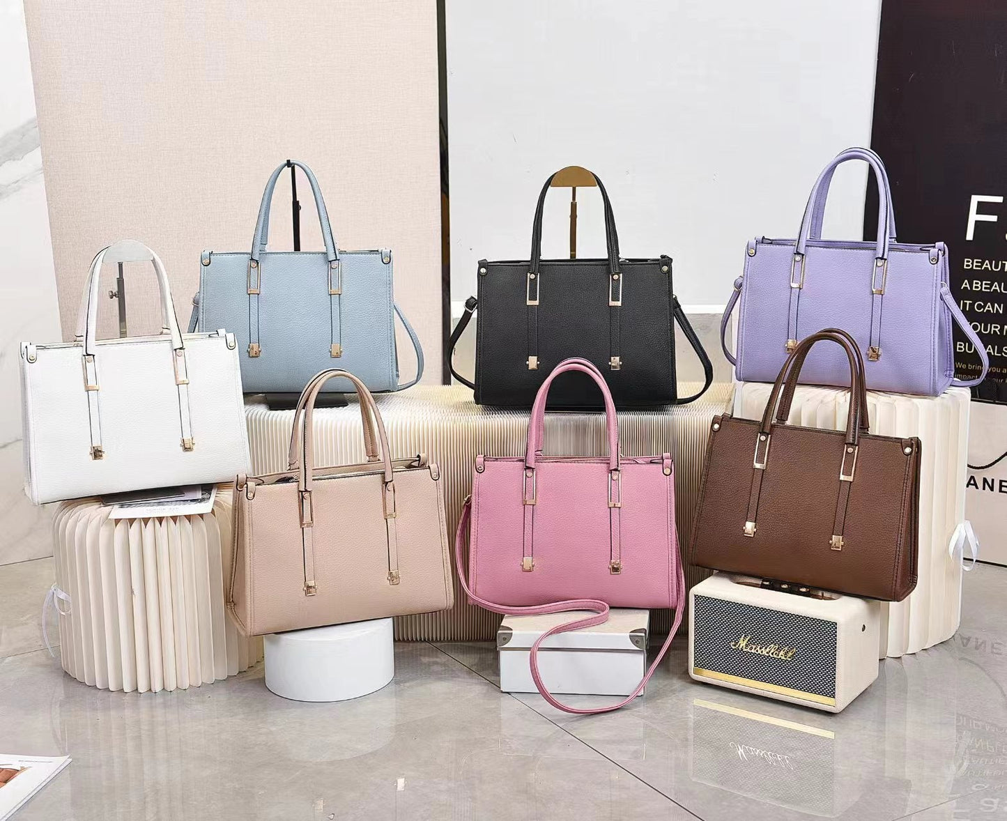 GESSY BIG CAPACITY FAUX LEATHER TOTE BAG