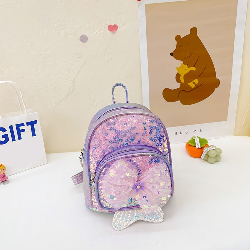 GESSY SEQUIN MERMAID GIRL BACKPACK WITH BOW TIE