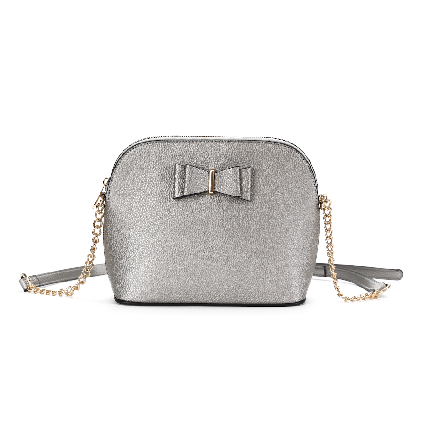 GESSY FRONT BOW TIE DECOR GROSS BODY BAG IN PEWTER