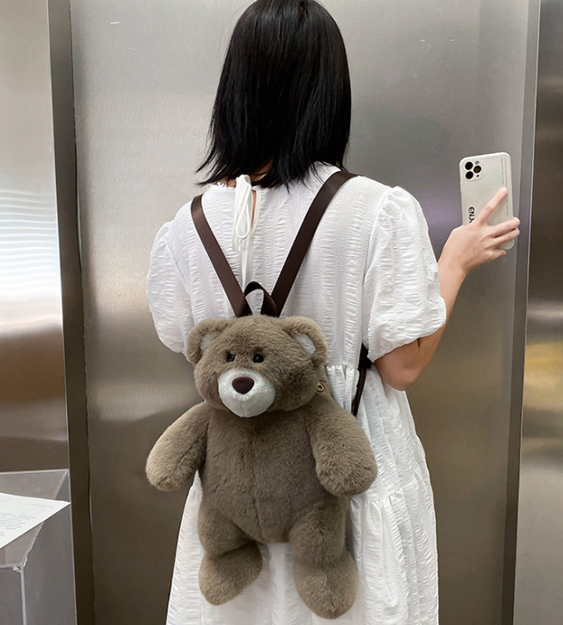 GESSY KID BACKPACK BEAR DOLL IN BROWN