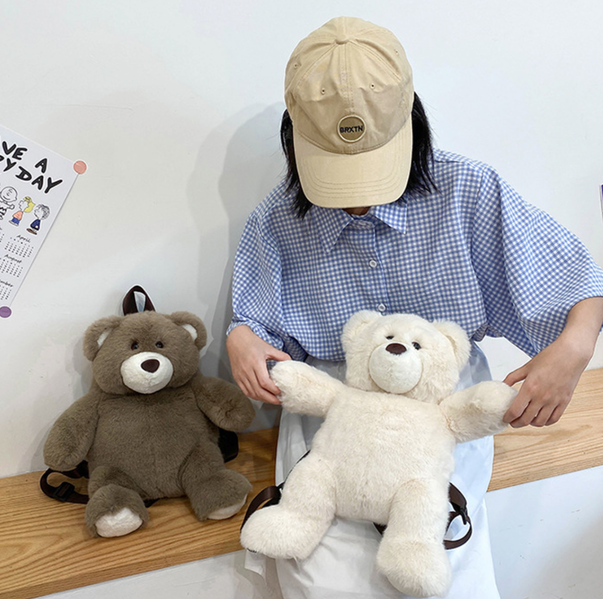 GESSY KID BACKPACK BEAR DOLL IN BROWN