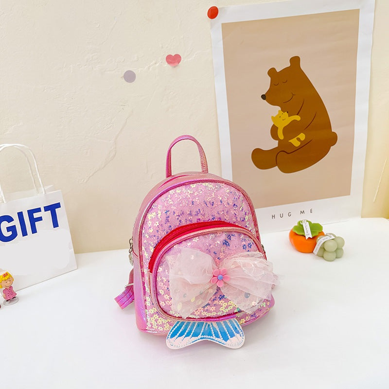 GESSY SEQUIN MERMAID GIRL BACKPACK WITH BOW TIE