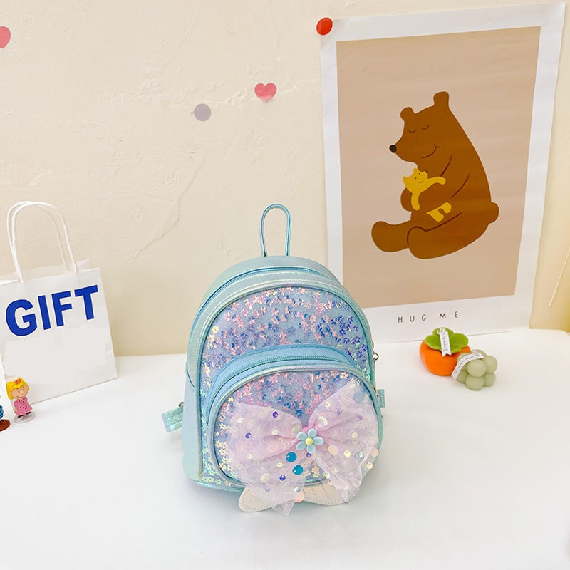 GESSY SEQUIN MERMAID GIRL BACKPACK WITH BOW TIE