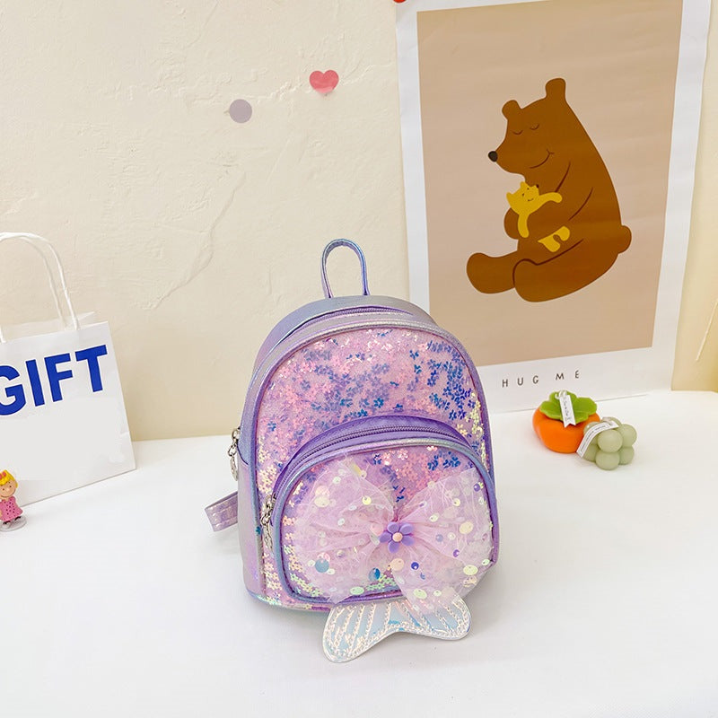 GESSY SEQUIN MERMAID GIRL BACKPACK WITH BOW TIE