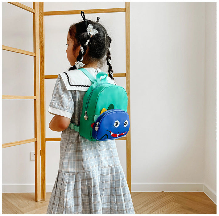 GESSY KID CARTOON BACKPACK DINOSAUR DEEP GREEN AND BLUE