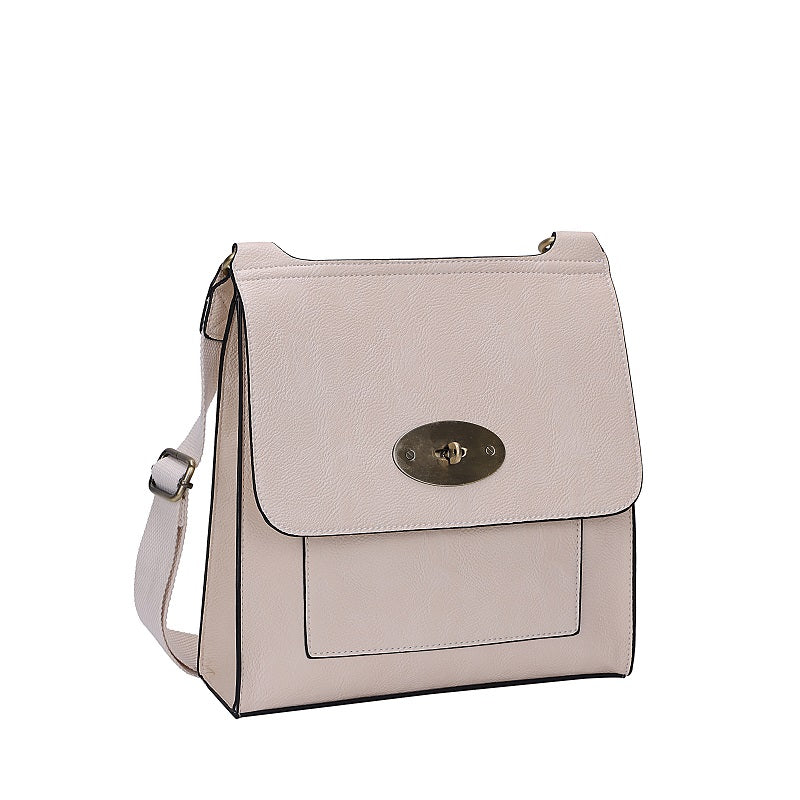 GESSY MESSENGER CROSS BODY BAG TWIST LOCKER IN CREAM