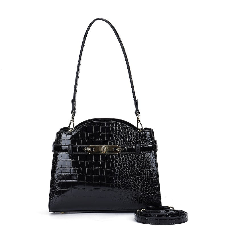 GESSY CROCODILE PATTERNED FAUX LEATHER HANDBAG