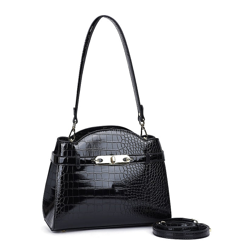 GESSY CROCODILE PATTERNED FAUX LEATHER HANDBAG