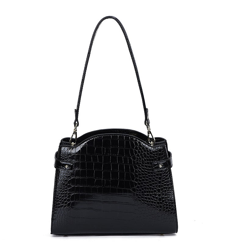 GESSY CROCODILE PATTERNED FAUX LEATHER HANDBAG