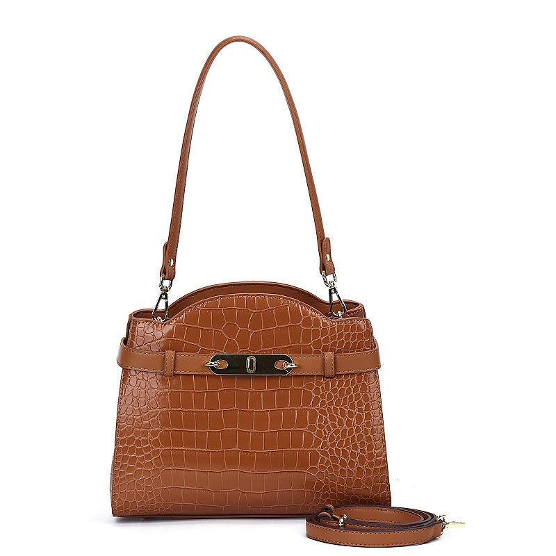 GESSY CROCODILE PATTERNED FAUX LEATHER HANDBAG