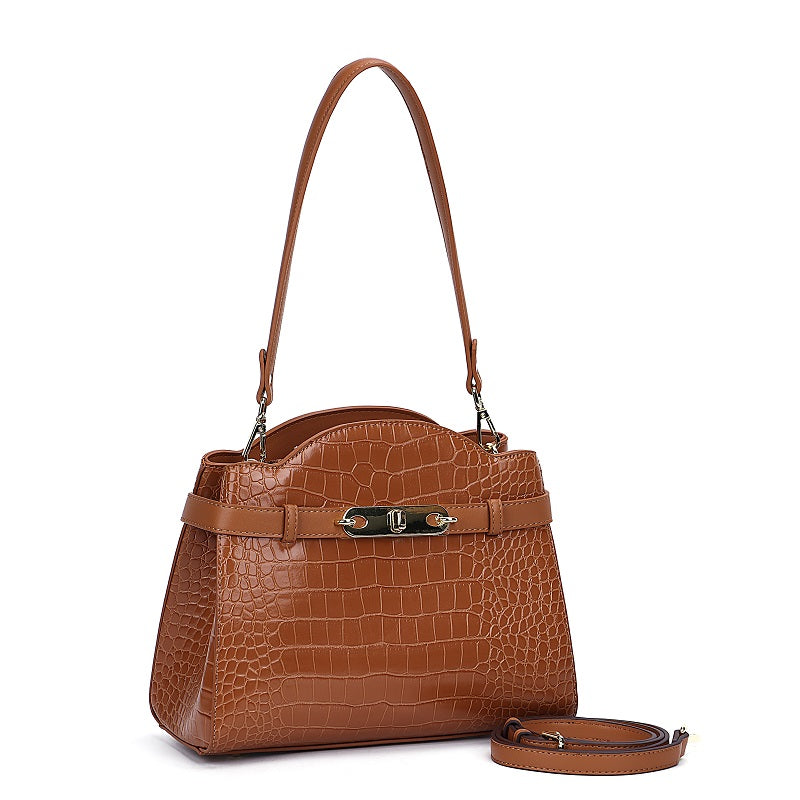 GESSY CROCODILE PATTERNED FAUX LEATHER HANDBAG