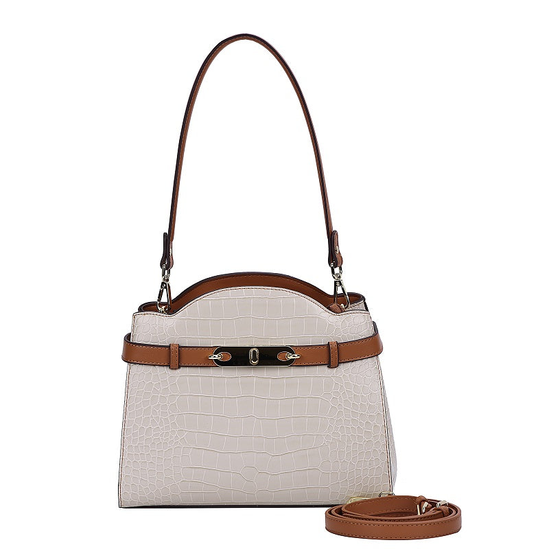GESSY CROCODILE PATTERNED FAUX LEATHER HANDBAG