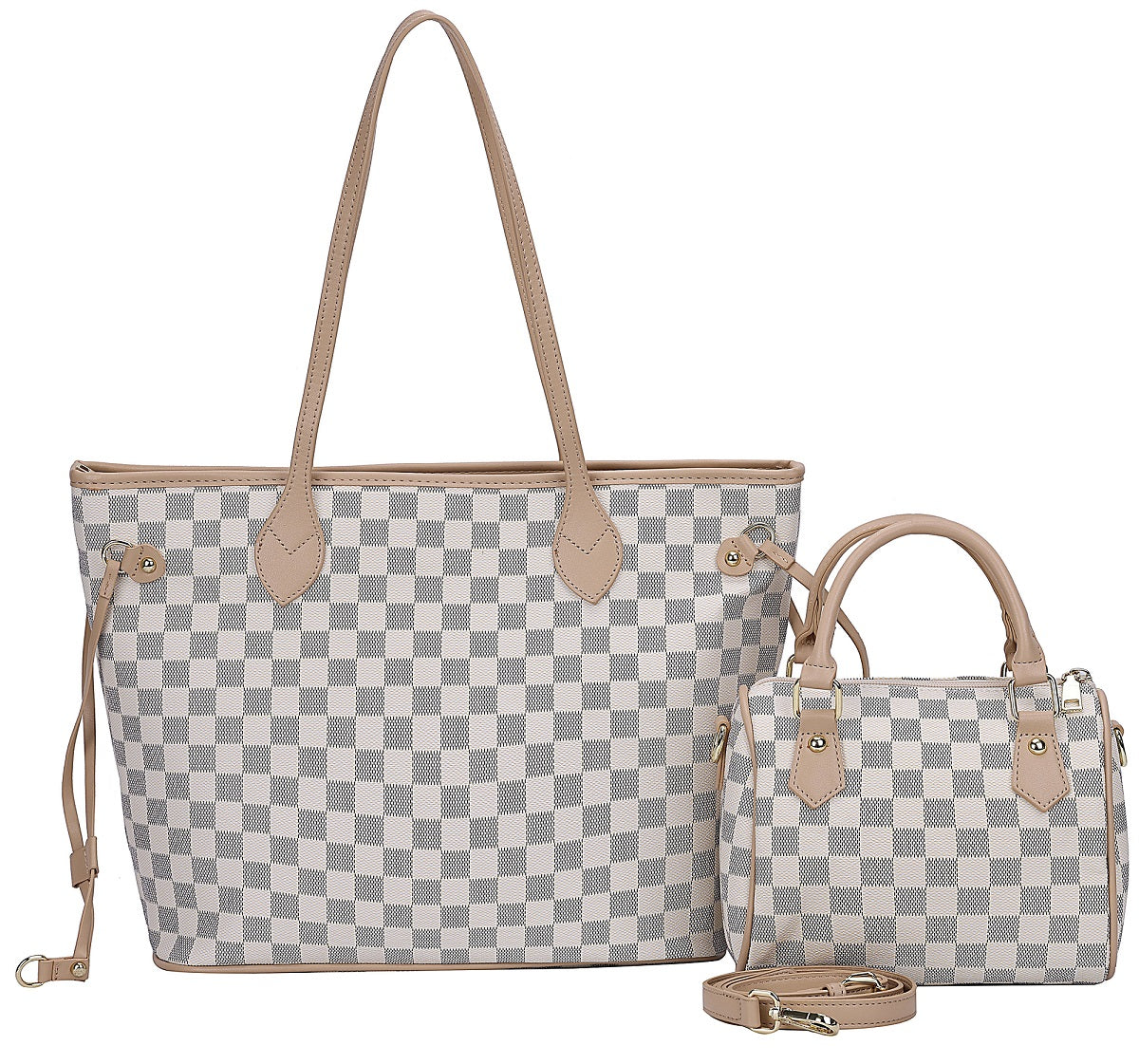 GESSY 2PCS SET BAG IN CHECK PRINT