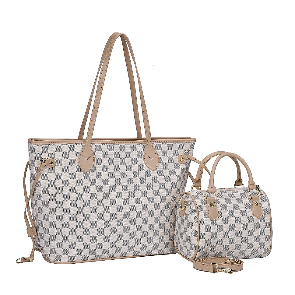 GESSY 2PCS SET BAG IN CHECK PRINT