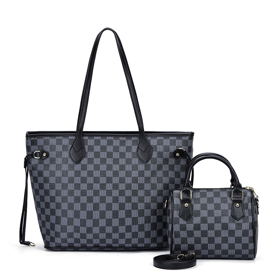 GESSY 2PCS SET BAG IN CHECK PRINT