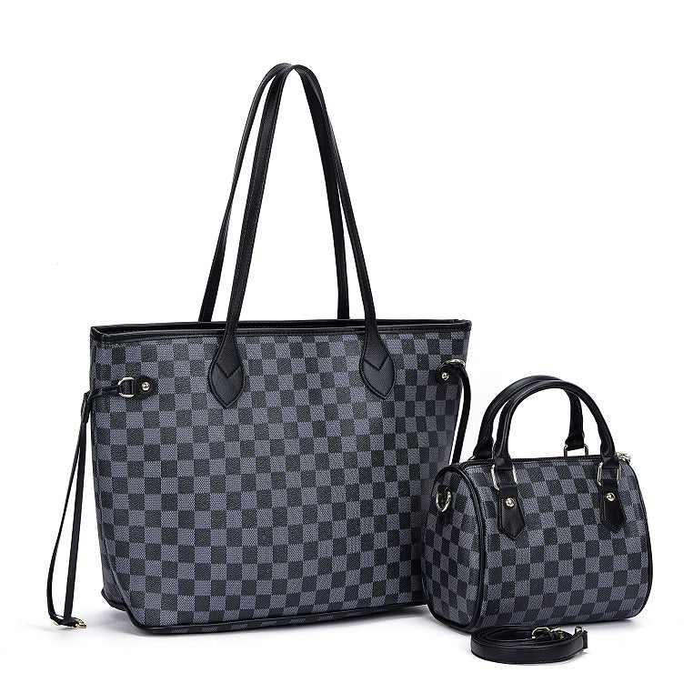 GESSY 2PCS SET BAG IN CHECK PRINT