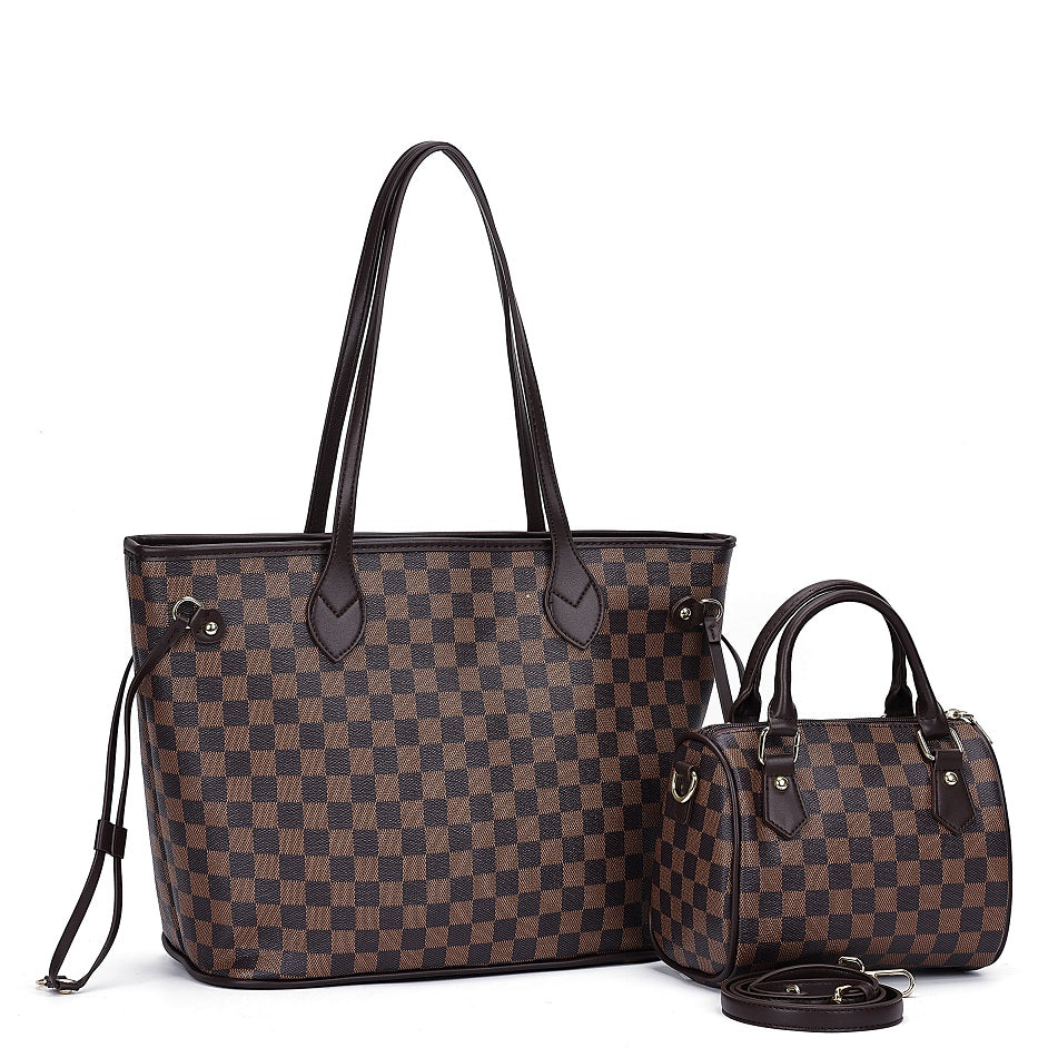 GESSY 2PCS SET BAG IN CHECK PRINT