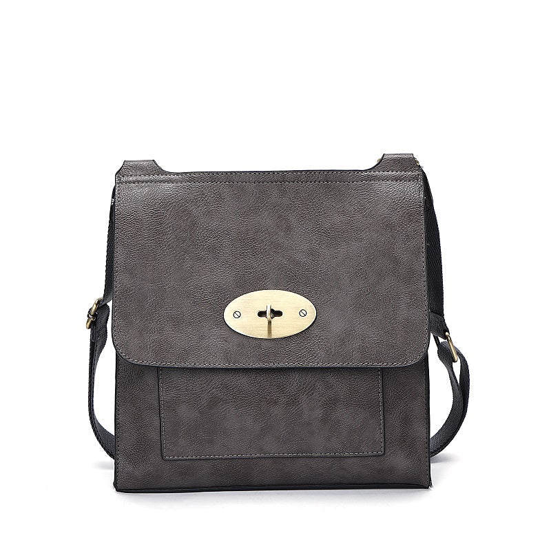 GESSY MESSENGER CROSS BODY BAG TWIST LOCKER IN GREY