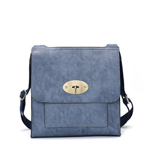 GESSY MESSENGER CROSS BODY BAG TWIST LOCKER IN DARK BLUE