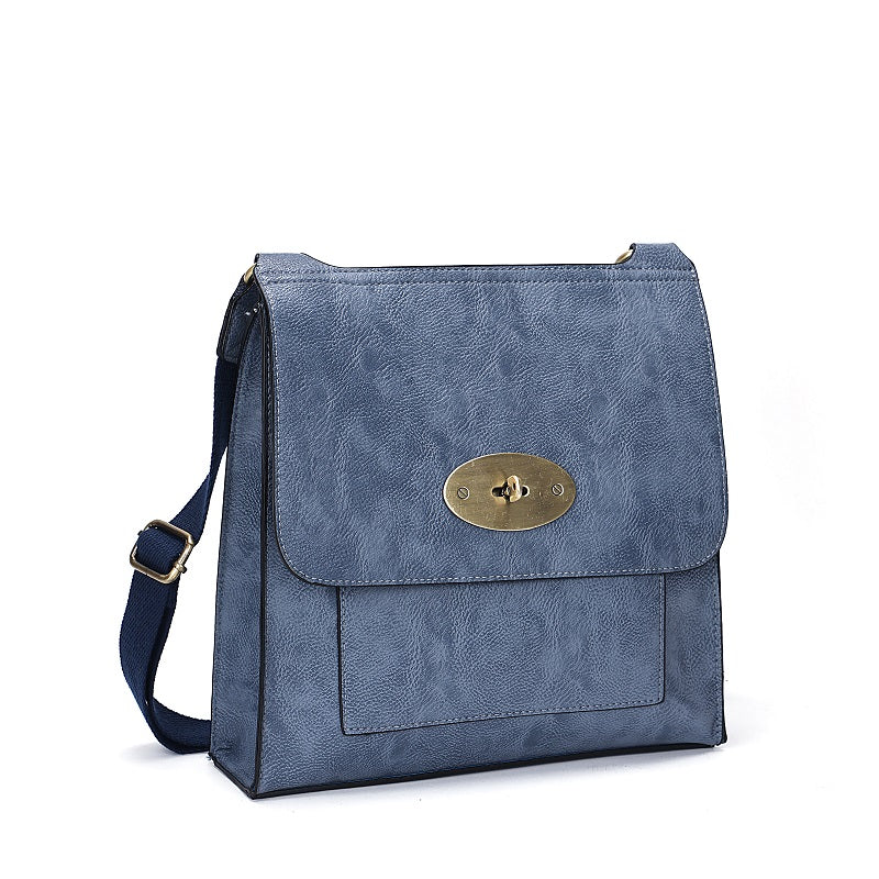 GESSY MESSENGER CROSS BODY BAG TWIST LOCKER IN DARK BLUE